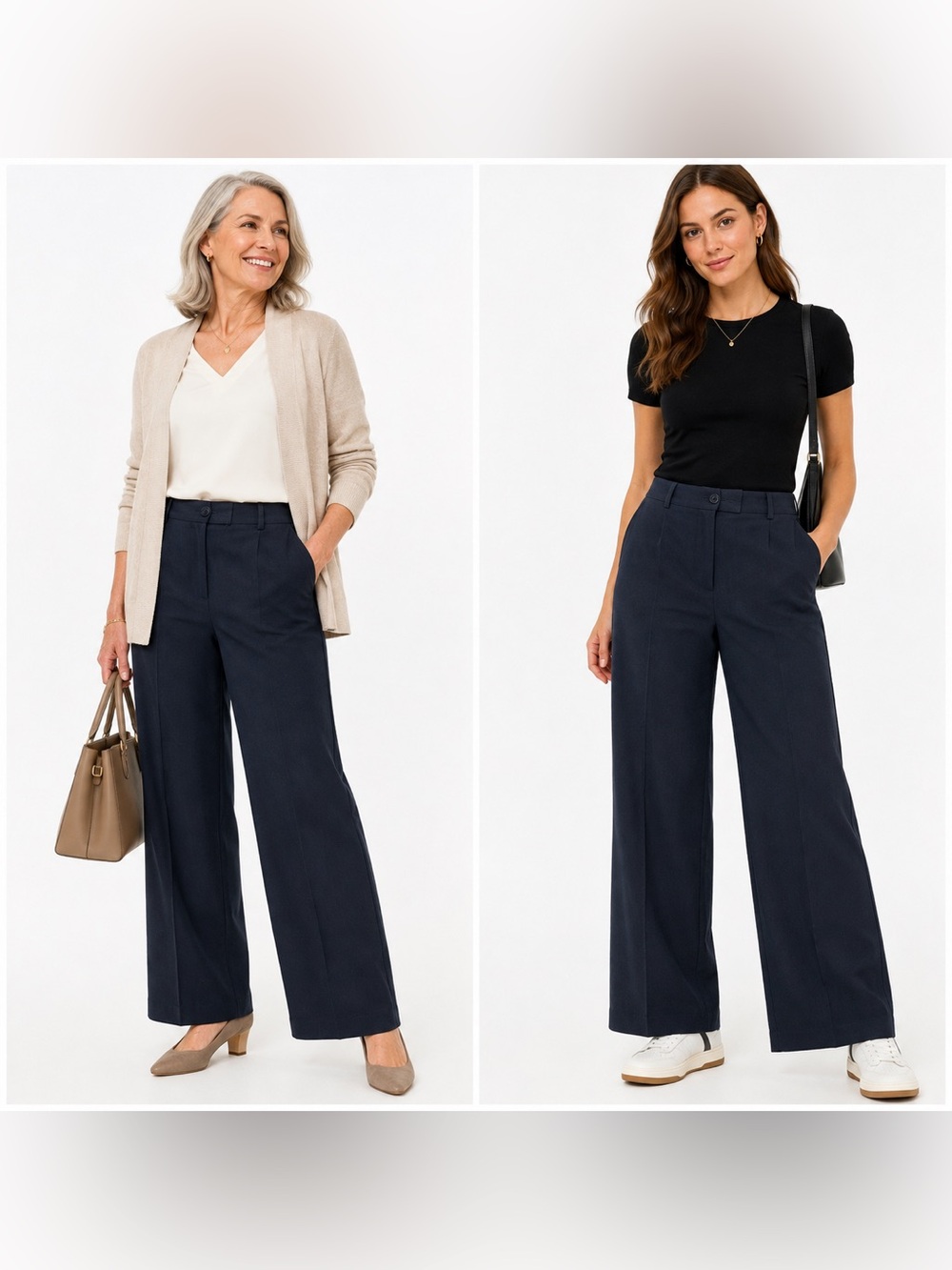 Sag Harbor Navy Wide Leg Dress Pants Size 14 Classic Workwear Trousers